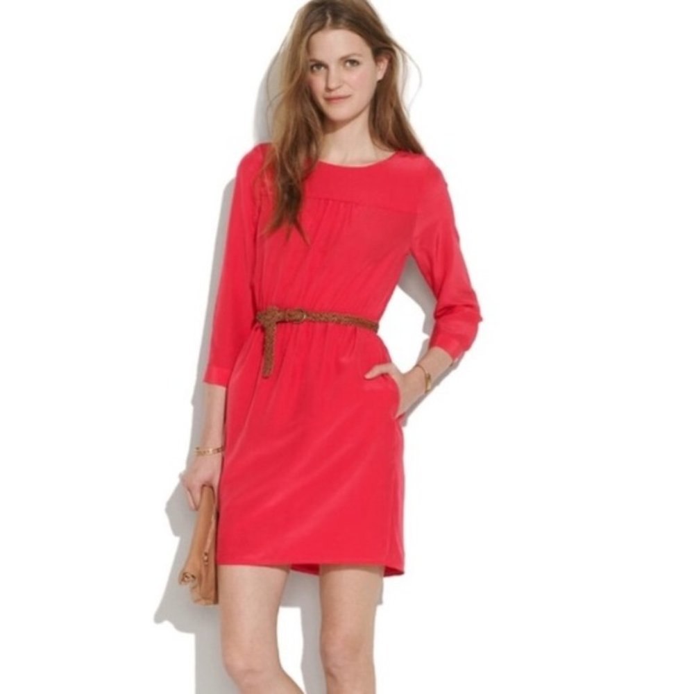 Madewell Hot Pink Silk Day Dress